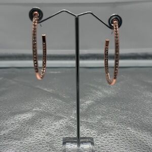 Chic Rose Gold Hoop Earrings with Crystals